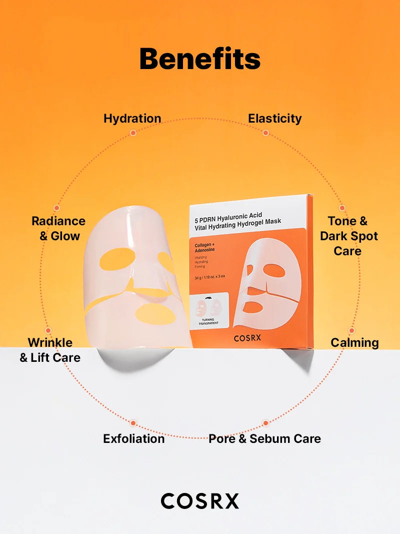 5 PDRN Hyaluronic Acid Vital Hydrating Hydrogel Mask Set